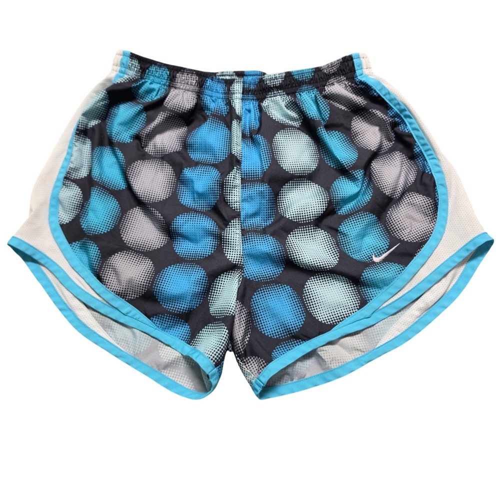 Nike Dri-FIT Tempo Running Shorts Womens Small Blue Grey‎ Polka Dot Athletic S